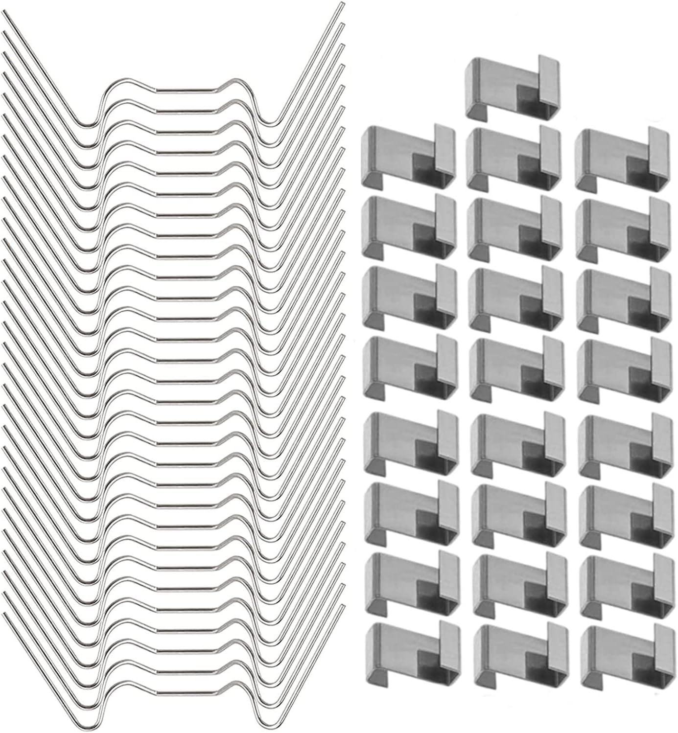 HONGCI 50pcs Stainless Steel Greenhouse Window Clips - 25 Wire & 25 Z Clips for Glass Panes