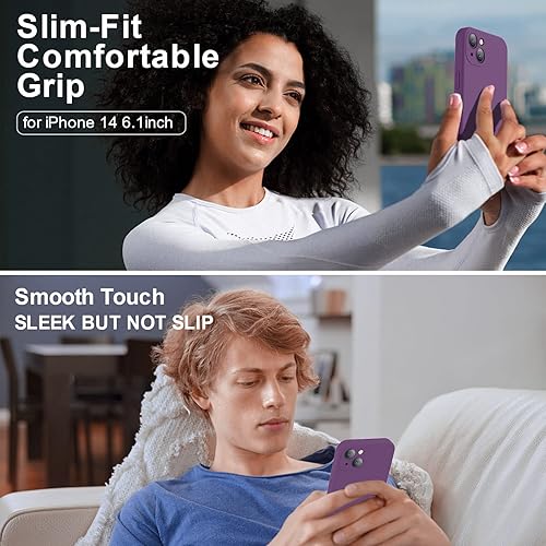 Miniatura 2 de Vooii Compatible con iPhone 14, silicona líquida mejorada con protección de cámara de cubierta completa, forro de microfibra antiarañazos suave,