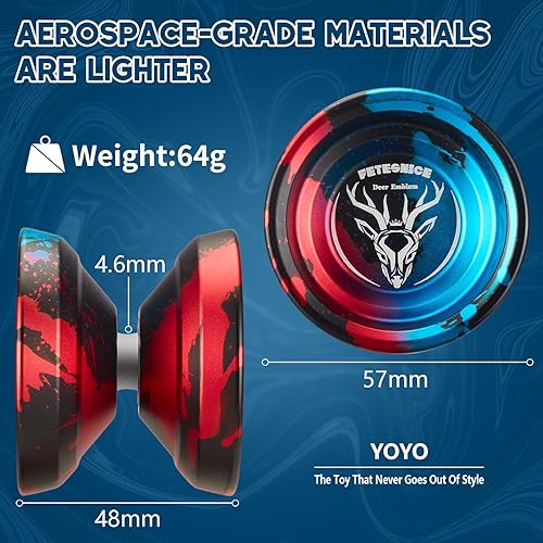 Miniatura 4 de FETESNICE Yoyo Yoyo profesional de metal para niños y adultos, yoyos que no responden para jugadores de Yoyo intermedios avanzados, Yo Yo de