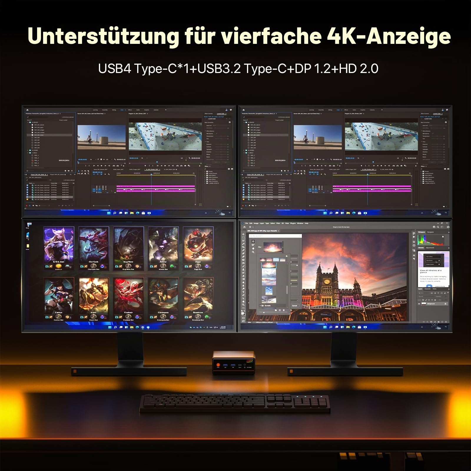 Trycoo WO4 Gaming Mini PC AMD Ryzen 5 7640HS, 16GB DDR5, 1TB NVMe PCIe 4.0 SSD, USB4, Dual LAN, 4K Quad-Display, WiFi 6, Mini Desktop Computer für Büro & Spiele