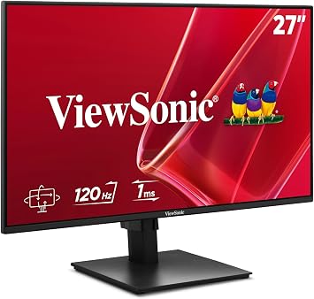 ViewSonic VA2748-MHJ 27 Inch 1080p Monitor, IPS Display with 120Hz for Smooth Home and Office Viewing, Eye Care Technology, Advanced Ergonomics, HDMI, VGA