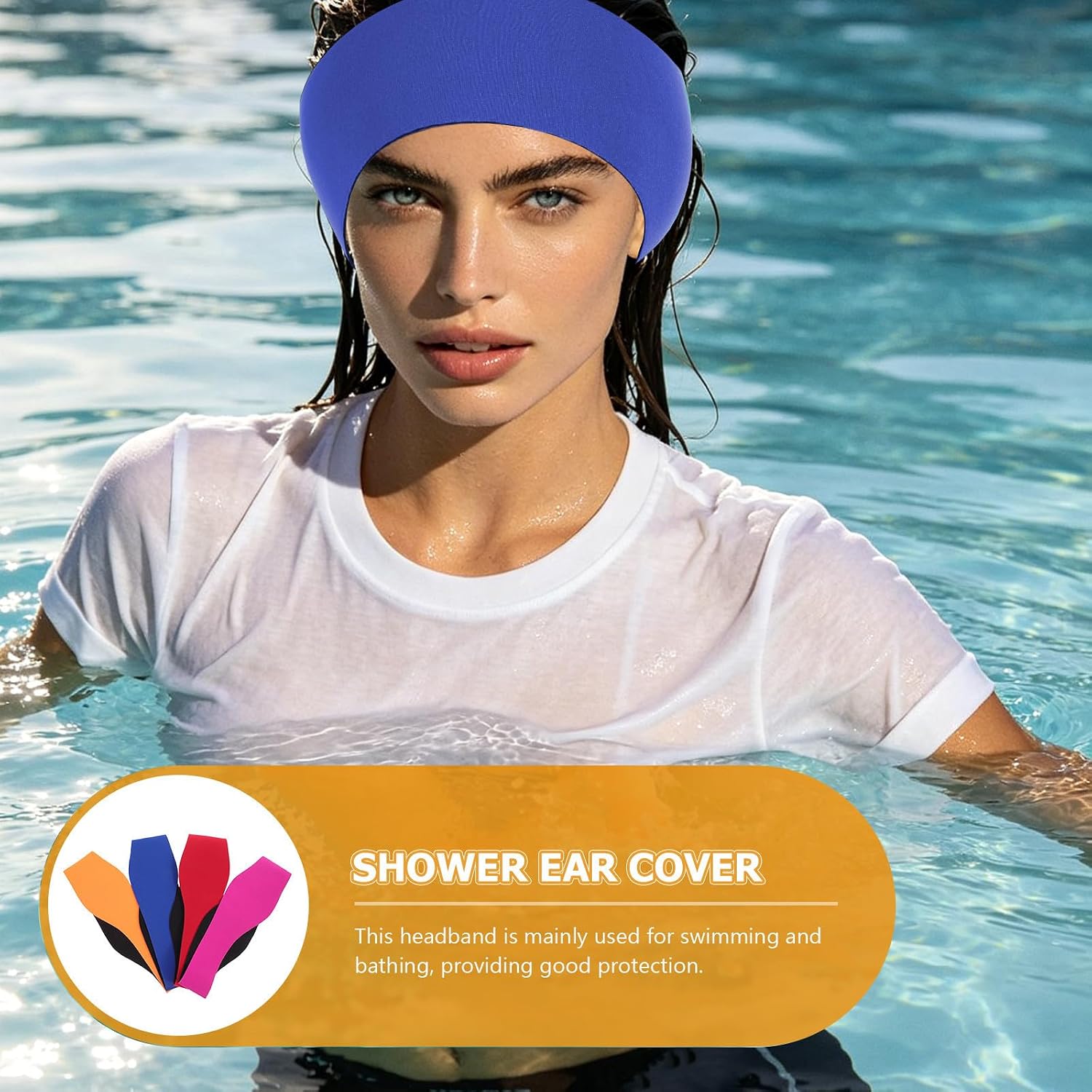 4Pcs Adjustable Swim Headbands for Women Ear Protection Strap Comfortable Breathable Ear Guard for Swimming and Bathing image 5
