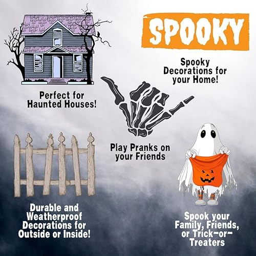 Miniatura 4 de Decoración de Halloween de esqueleto de gatito (paquete de 3) - 7.5 pulgadas de largo resistente a la intemperie para interiores y exteriores,