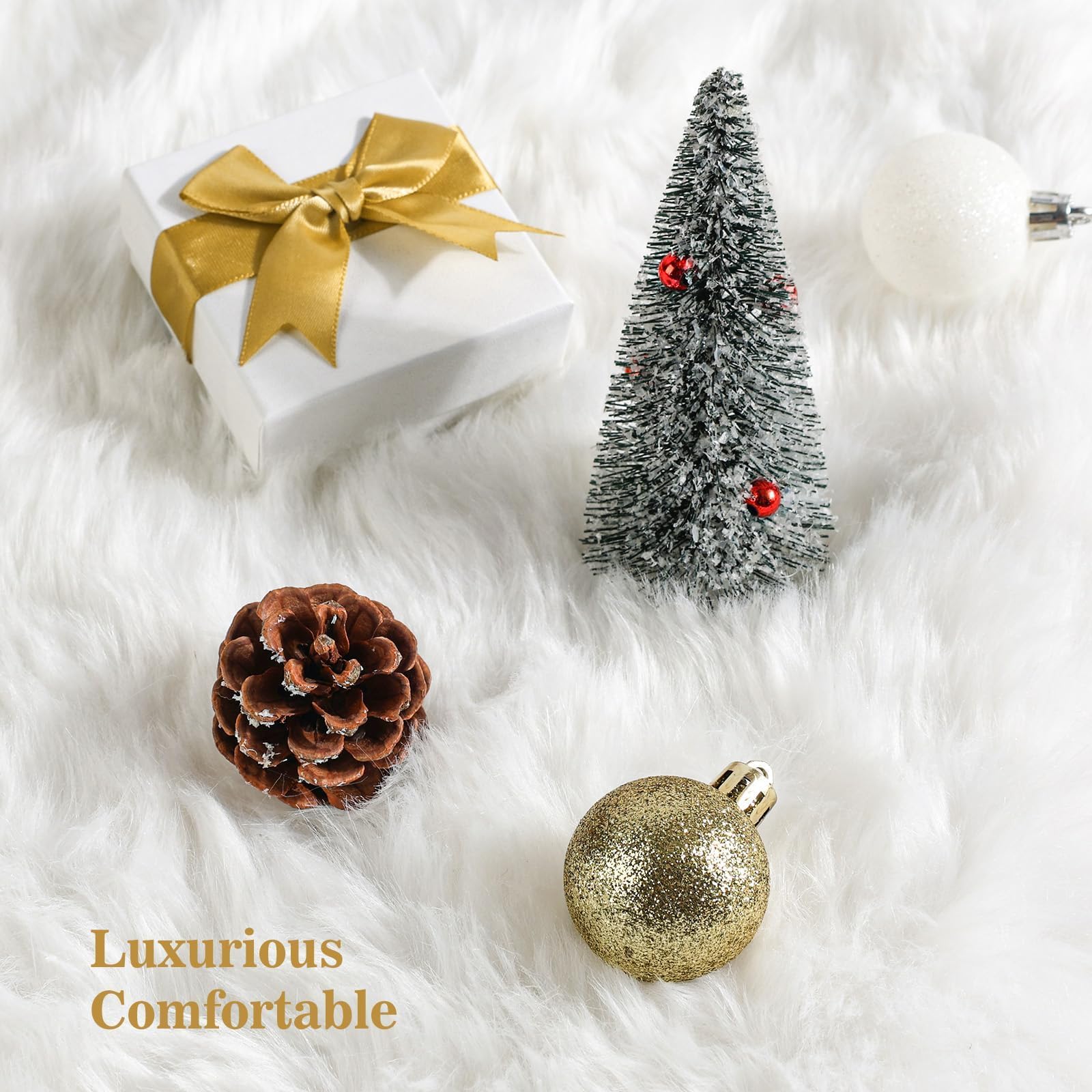 N&T NIETING Weihnachtsbaum Decke, 71cm Weihnachtsbaum Rock Weiße, Pelz Weiche Luxus Faux Weihnachtsbaumdecke Rund Christbaumdecke für unter den Weihnachtsbaum Deko