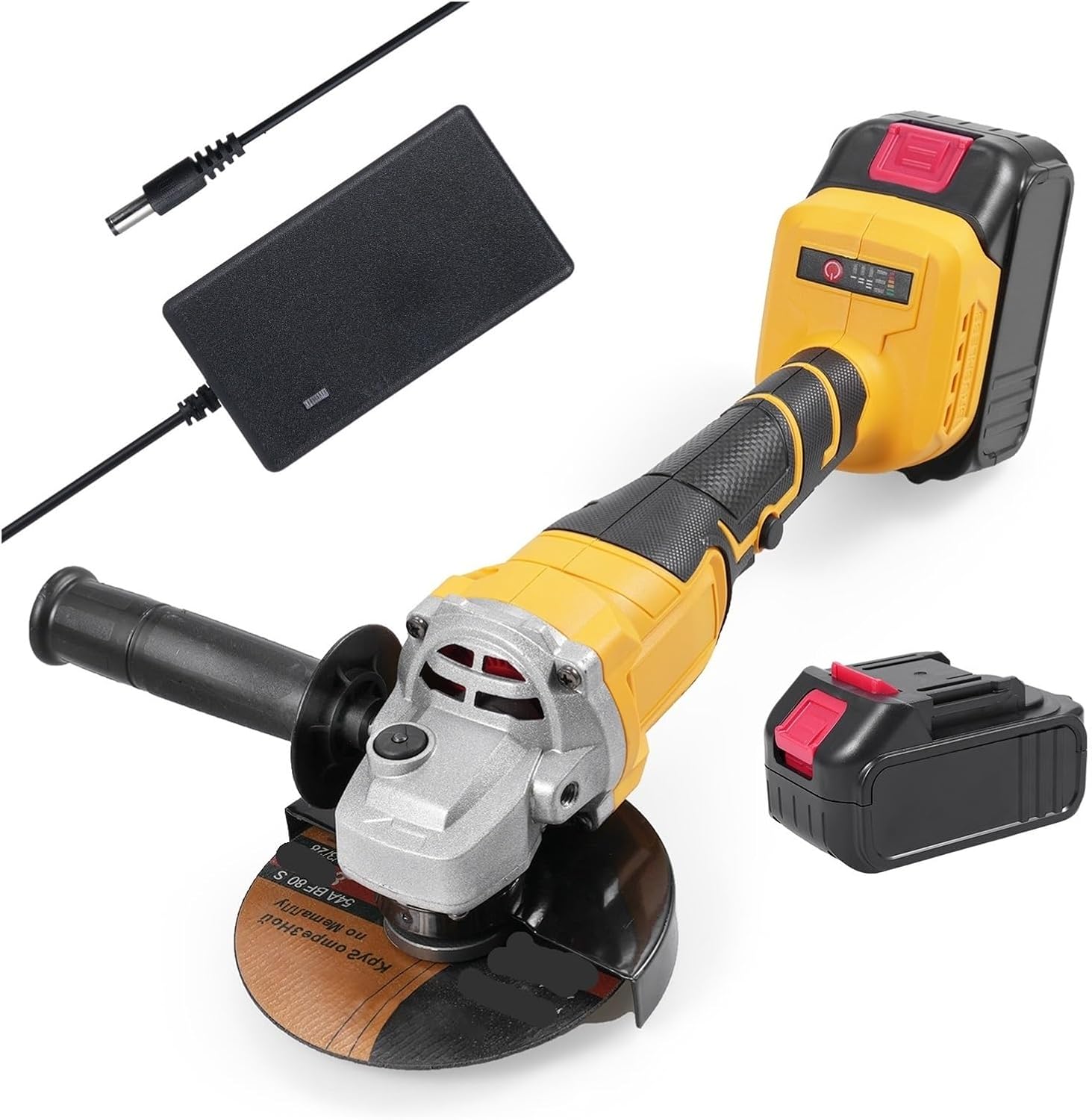 21V 125mm Angle Grinder Brushless Motor Multifunctional Electric Grinding Tool with 3pcs 5'' Cutting Wheel 2pcs Lithium(US)