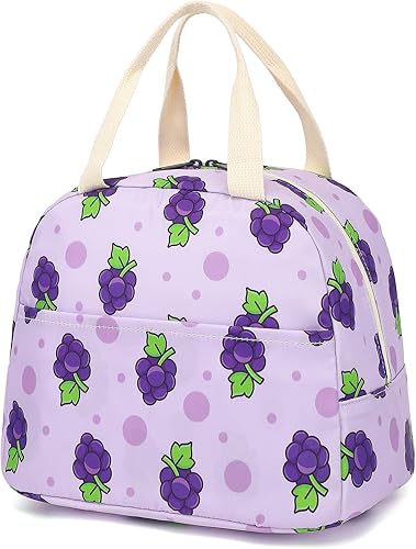 Miniatura 7 de Bolsa de almuerzo para mujeres, reutilizable, aislada, para el trabajo, escuela, picnic, playa (cereza) Cereza,negro (Daisy