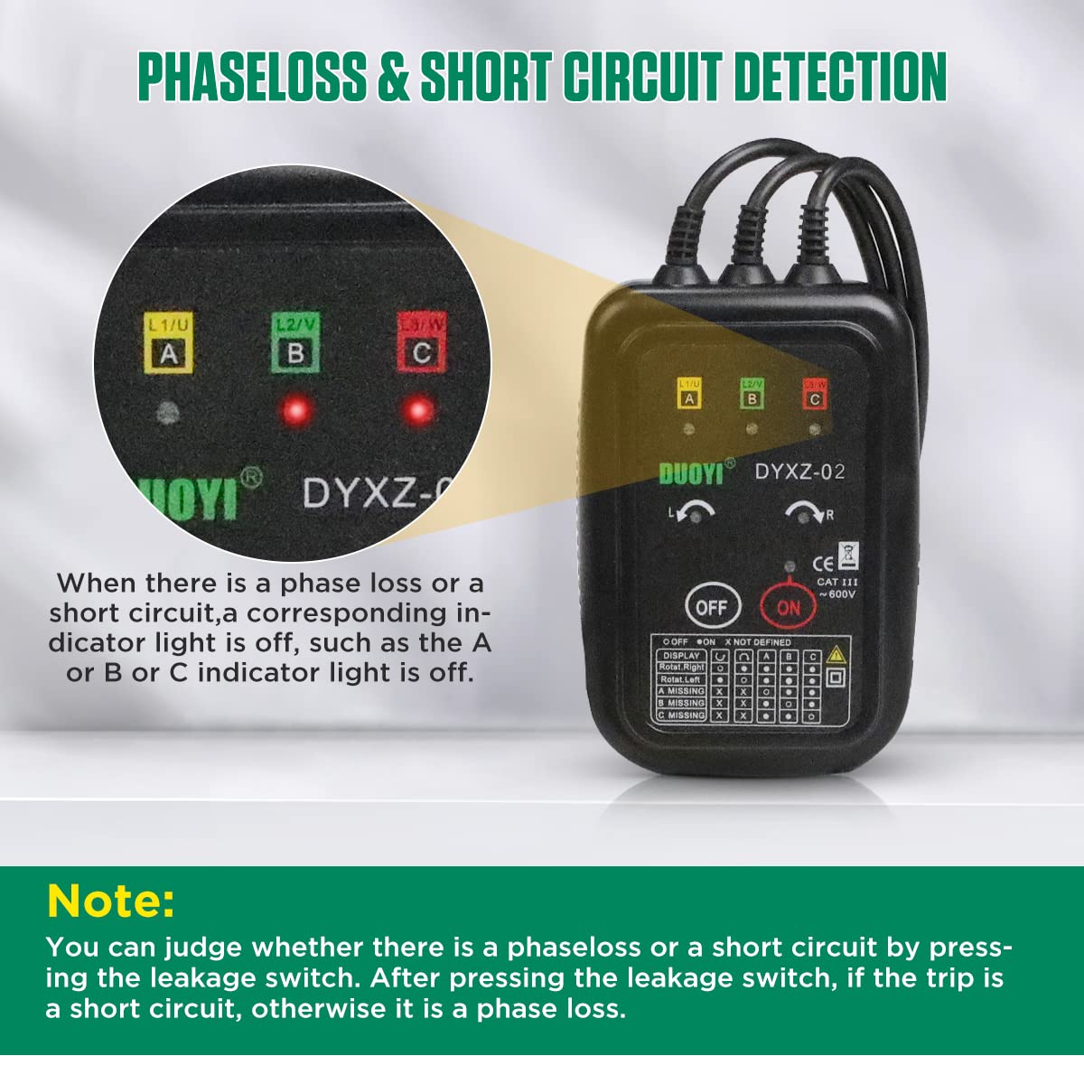 Snapklik.com : 3 Phase Rotation Meter Non Contact Phase Sequence Tester ...