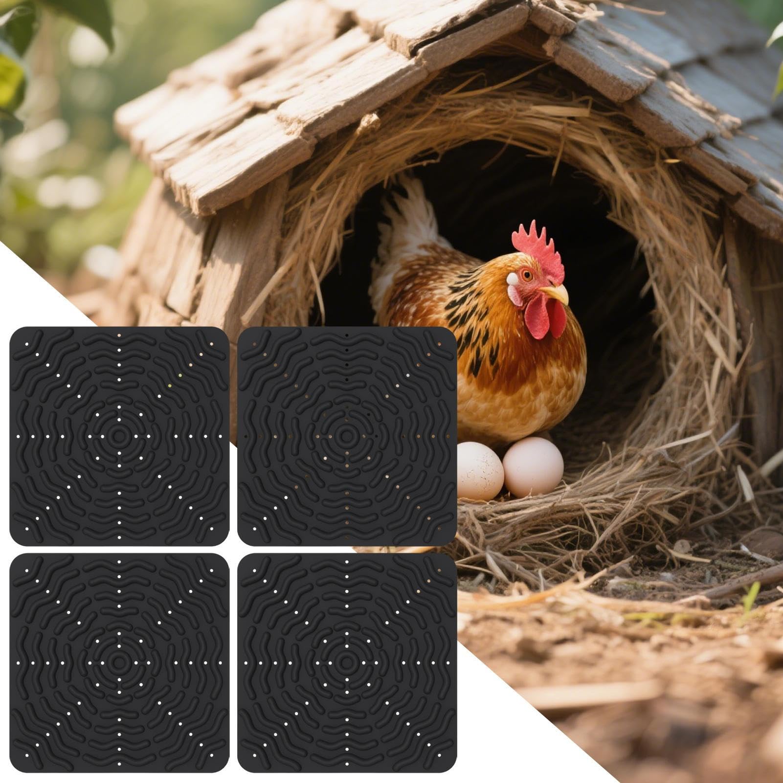 Generico Cuscini Per Cassette - Per Galline Ovaiole | 4 Pezzi Di Materassino Riutilizzabile In Silicone, Per Lettiera Di Galline E Anatre, Per Uso In Pollai Da Fattoria E Nidi Per Pulcini