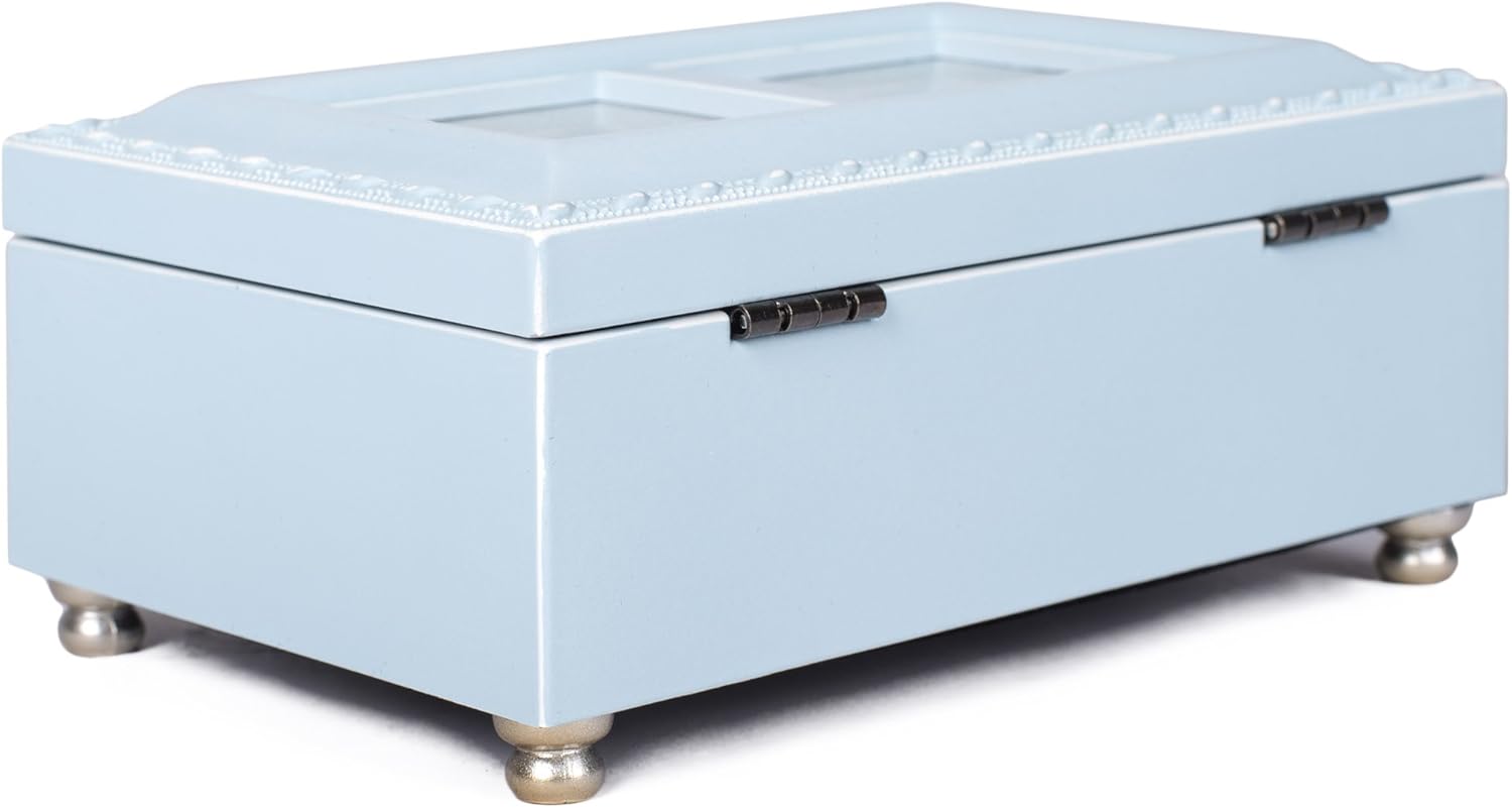 Cottage Garden Baptized in Christ God's Love Matte Blue Jewelry Music Box Plays Jesus Loves Me