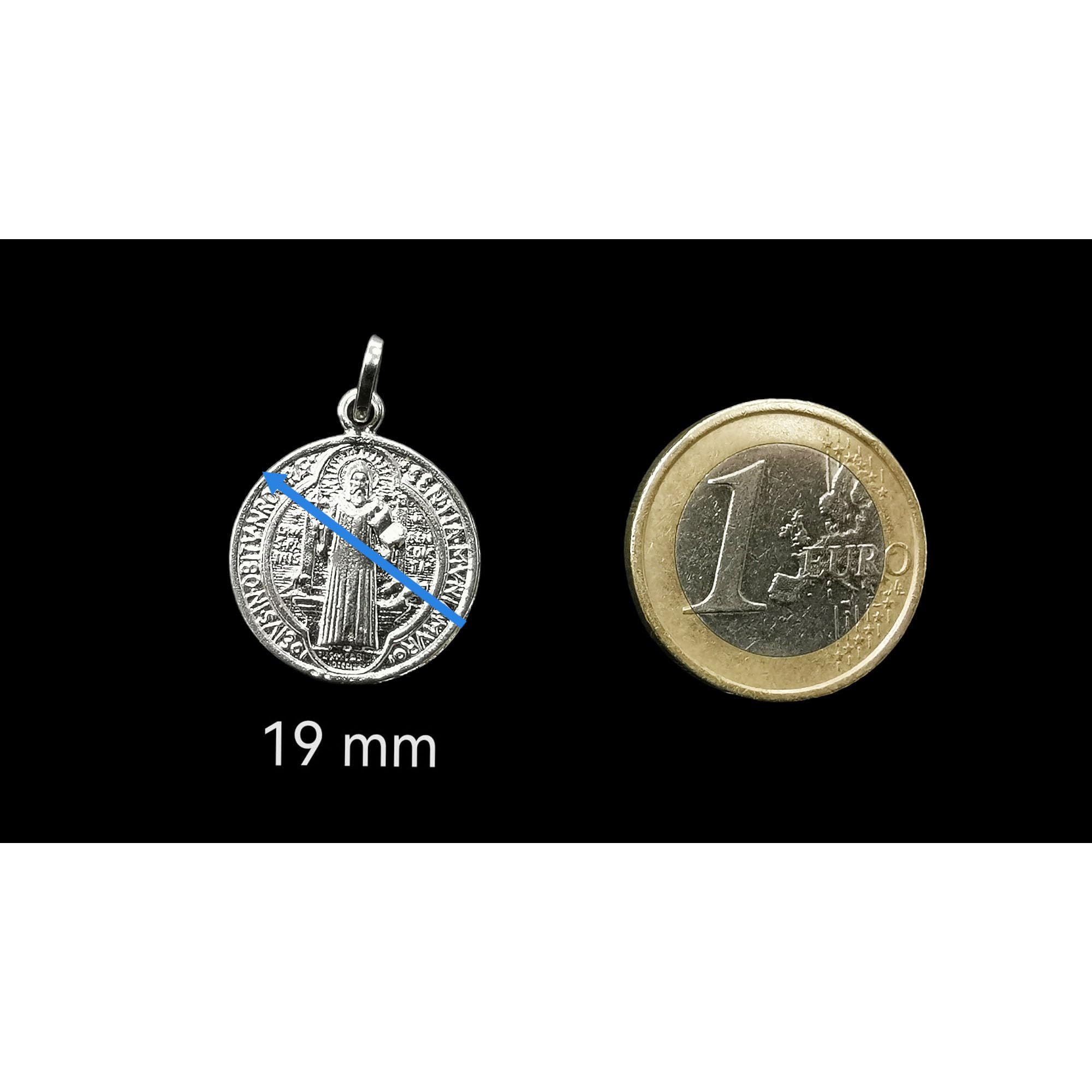 Medaglia San Benedetto 19 mm in argento sterling