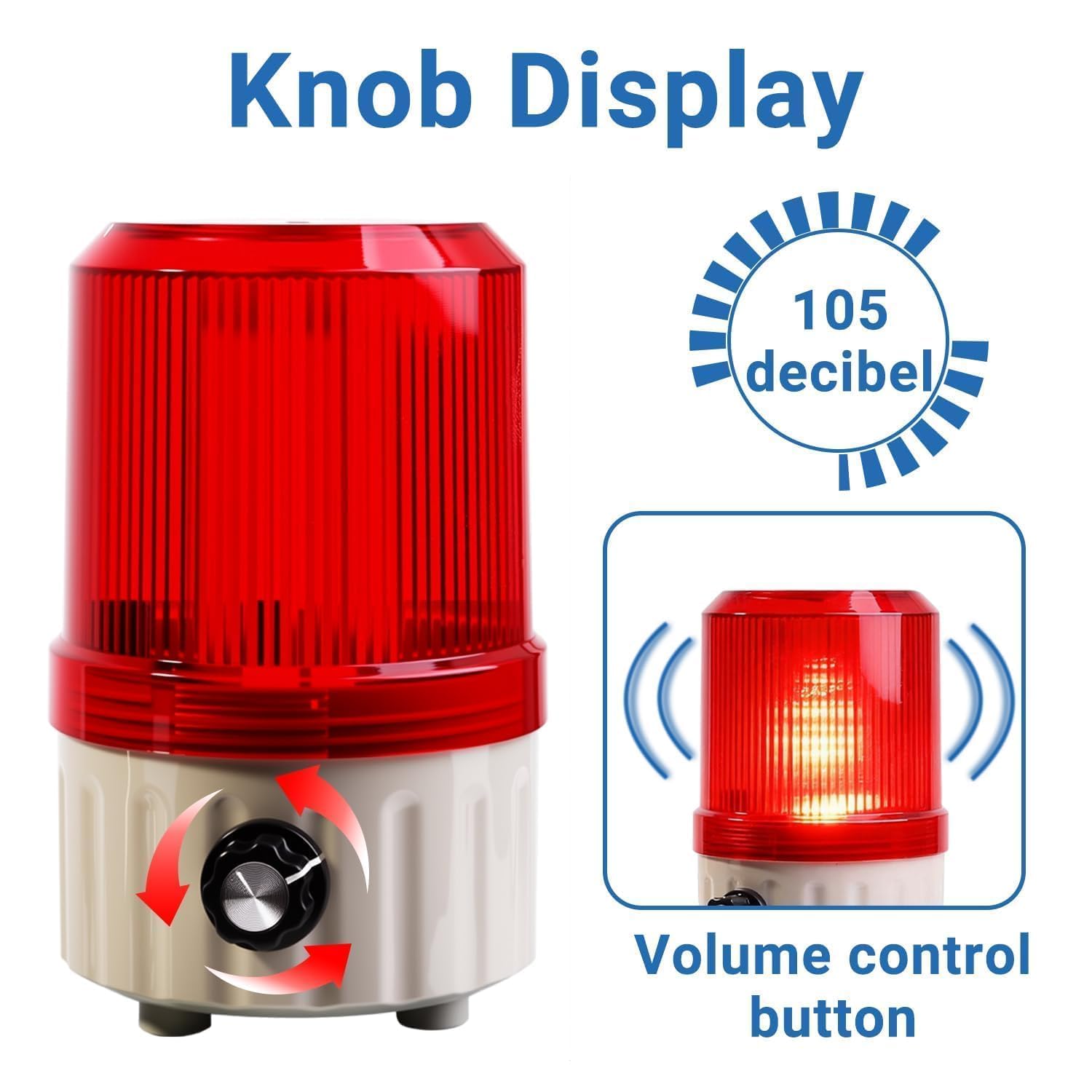 Industrieller Zyklus-Timer Alarm Digitales Zeitrelais 220V Einstellbare Lautstärke 105dB Blinklicht Zyklus- & Einzel-Dual-Modus Auto-Wiederholungs-Timing Zurücksetztaste Industrielle Sicherh