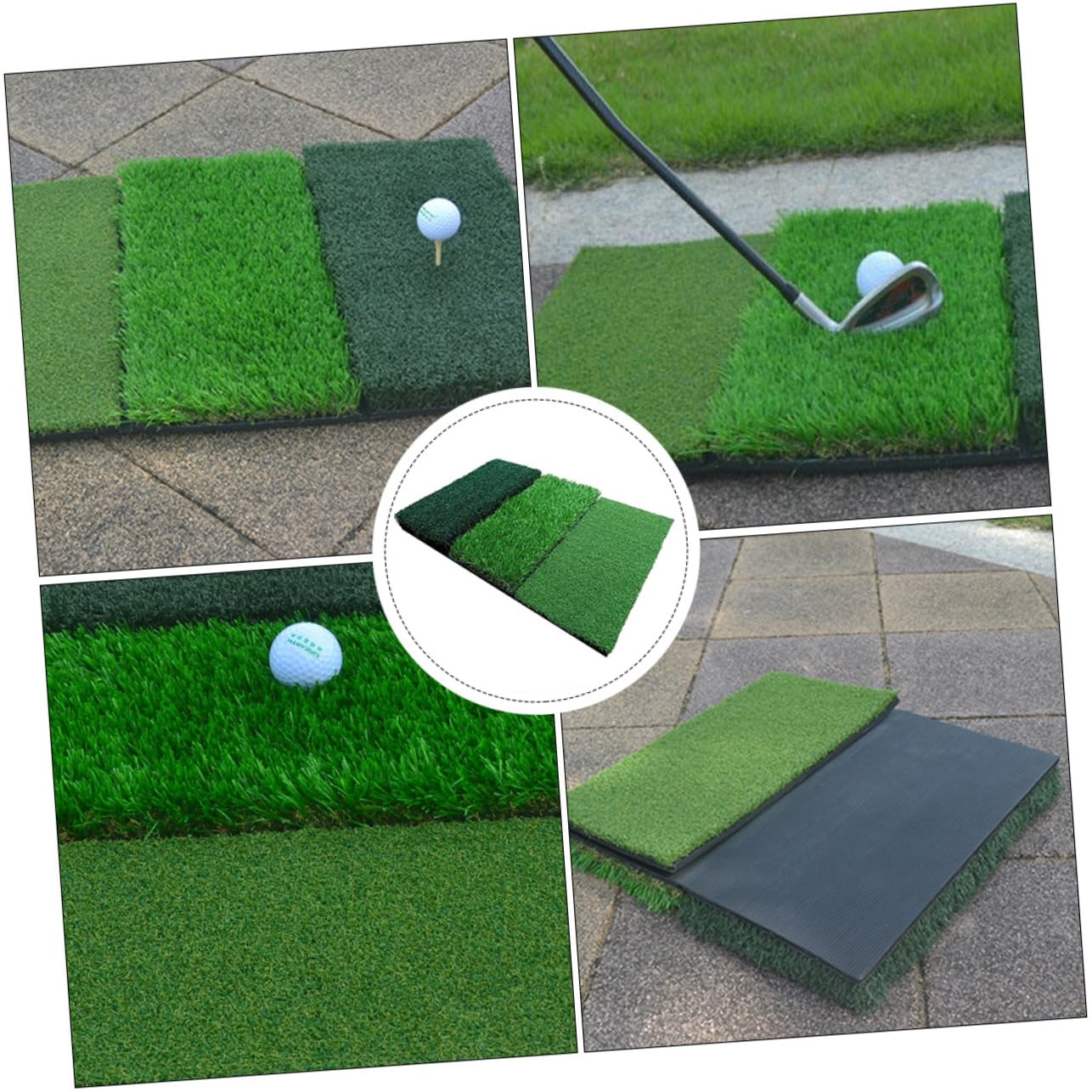 Gogogmee 3 Lengths Grass Golf Swing Mat Portable Hitting Pad for Practice Outdoor