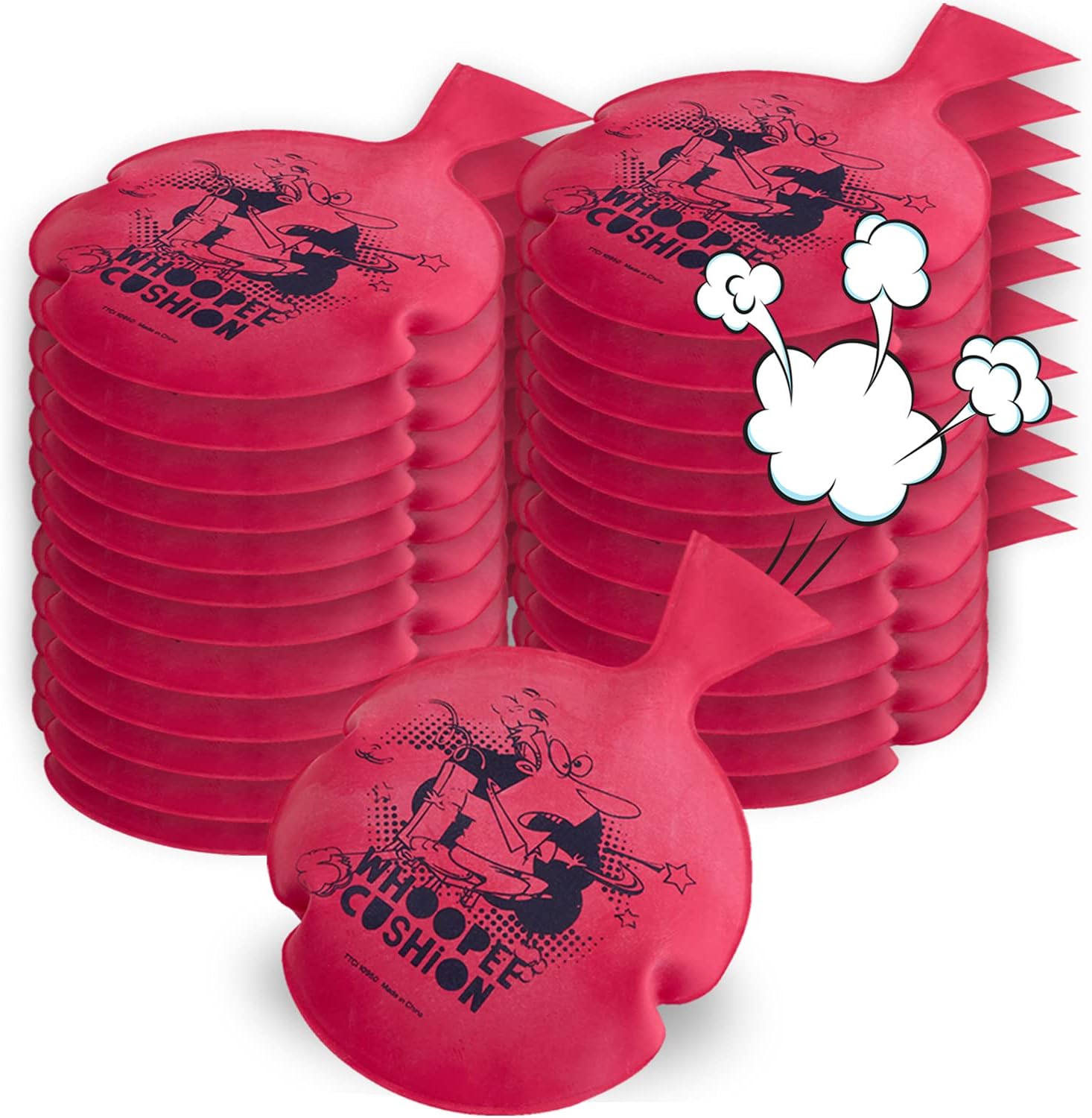 Kicko Miniature Whoopee Cushions - 24 Pack - 3 Inch Mini Prank Novelty Toy - Party Favors, Rewards