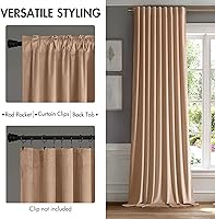 Vista 11 de MIULEE Cortinas de terciopelo de 63 pulgadas de largo, 2 paneles de cortinas opacas de lujo para dormitorio, sala de estar, cortinas de ventana