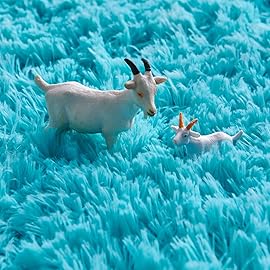 FJZFING Blue Round Rug Ultra-Soft Plush Modern 4x4 Circle Area Rug for Kid\'s Bedroom, Fluffy Shag Circular Rug for Nursery Room, Non-Slip Home Decor Cute Blue Carpet for Teen\'s Room