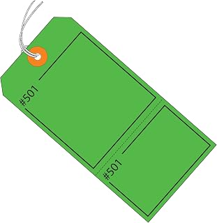 Aviditi Claim Tags Consecutively Numbered - Pre-Strung, 4 3/4" x 2 3/8", Green, Pack of 1000 (G26211)