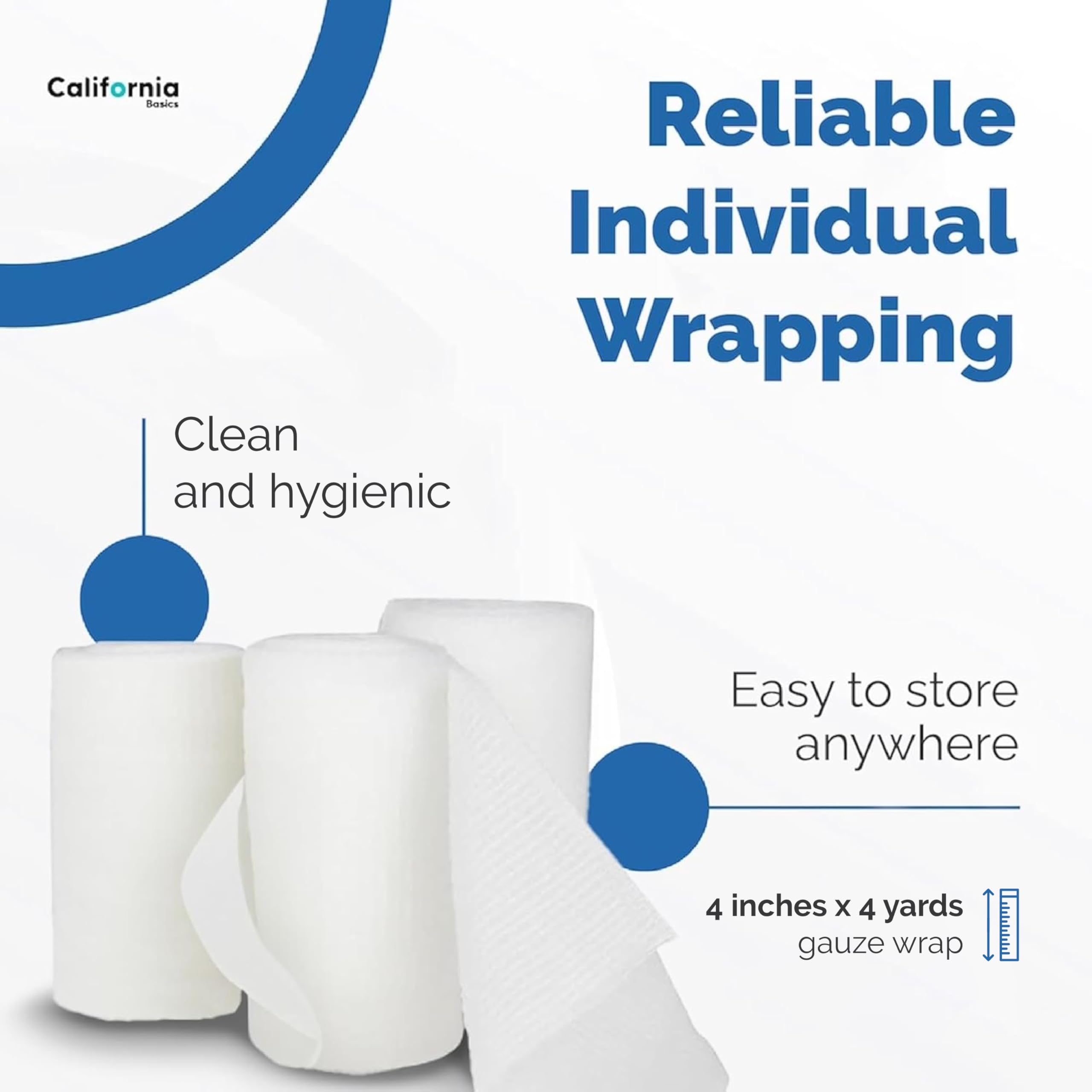 California Basics 24-Pack Gauze Bandage Roll with Tape, 4 Inches x 4 Yards - Soft, Stretchable & Breathable Wrap for Wound Care, First Aid & Medical Supplies - White — Amazon image 2