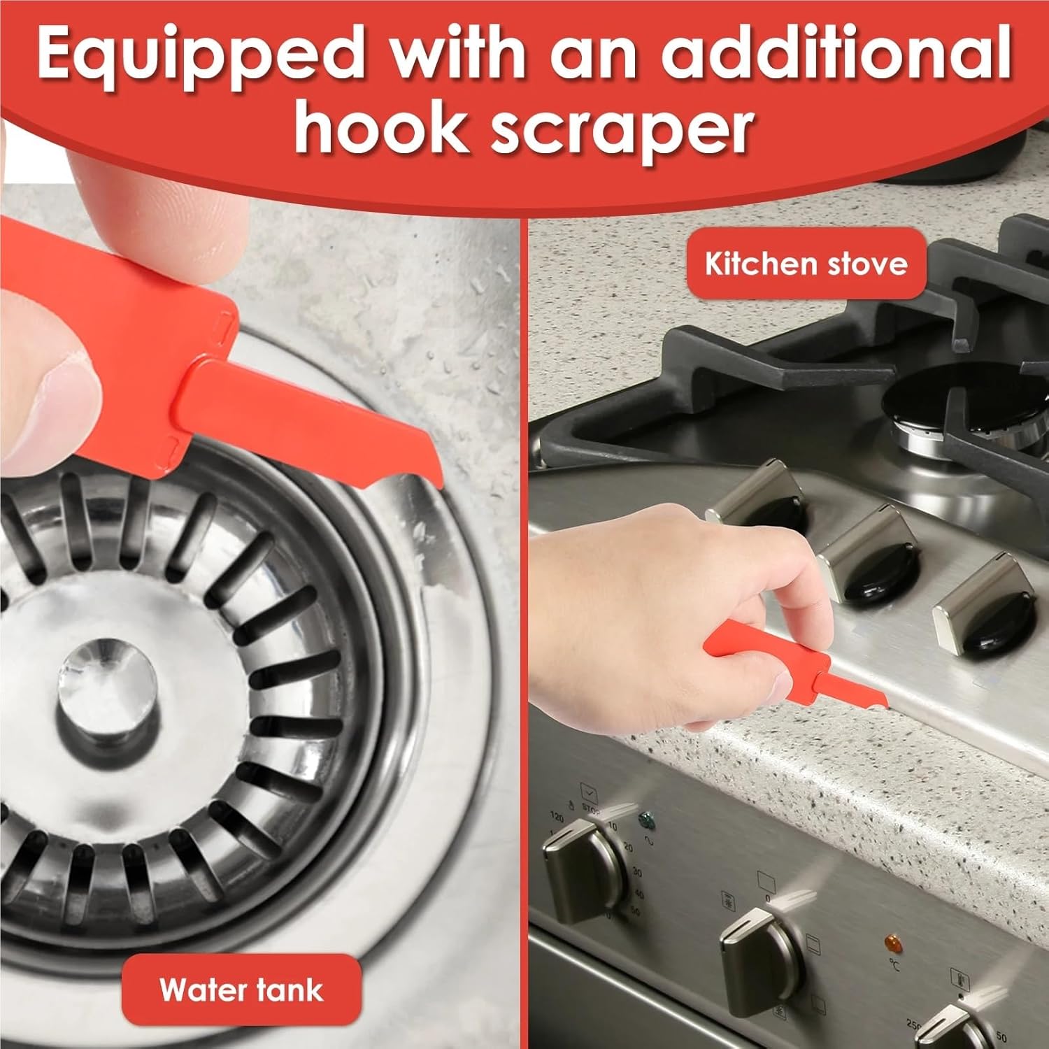Kitchen Scraper 2 Pcs Self-Sharpening Stainless Steel Scraper for Glass Stove Top & Kitchen(Blue 2PCS)