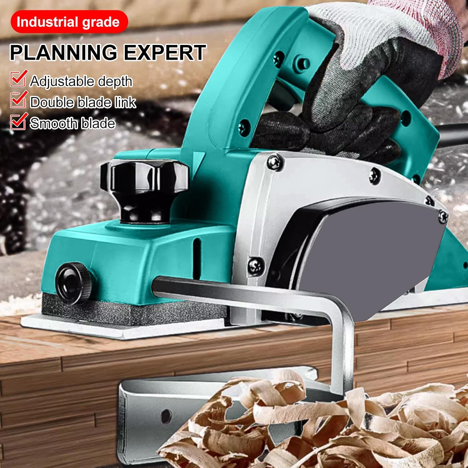 Jadeshay Woodworking Electric Planer, Lightweight Durable & Powerful Portable Wood Cutter Tool