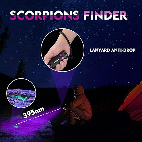 Vista 3 de EverBrite Linterna UV, 68 linternas LED de luz negra, linterna de luz negra de 395 nm para detección de orina de mascotas, escorpiones, manchas