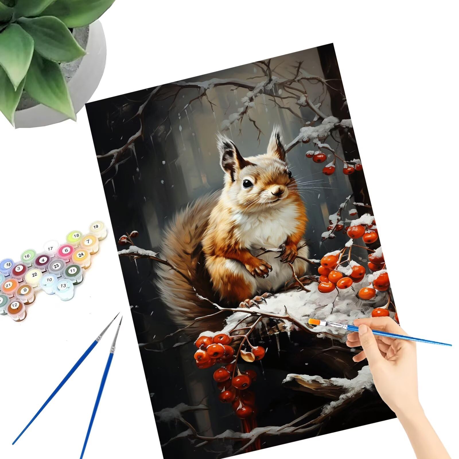 Peinture Numero Adulte Animal Peinture Par NuméRos Grand Format Écureuil Loisirs CréAtifs Adultes Enfant DIY NuméRo D'Art Complet Kit DéButants ,Cadeau GarçOns Filles , Sans Cadre 70x140cm M-1010