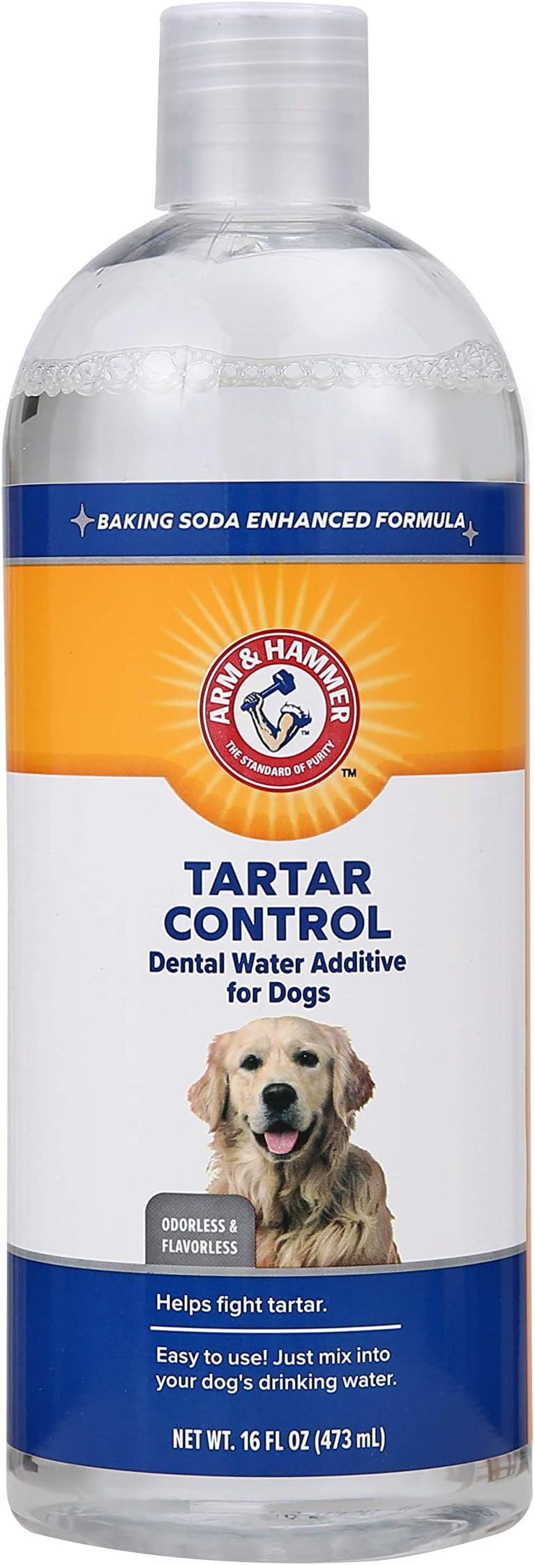 Arm & Hammer Clinical Care Dental Rinse for Adult Dogs, Odorless Flavorless Water Additive for Daily Plaque, Tartar, and Bad Breath Control, Baking Soda Enhanced Formula, 16 Fl Oz