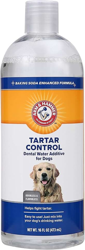 Arm & Hammer 成犬臨床護理牙齒沖洗液，無味無味無味水添加劑，適用於狗狗牙齒護理，有助於減少牙垢和清新口氣，16 液體盎司瓶裝