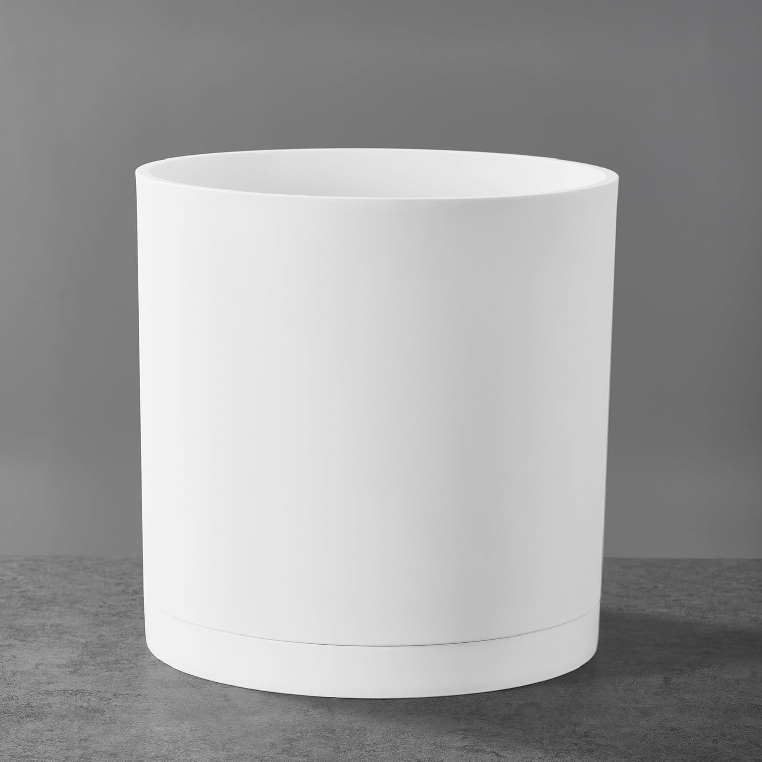 FaithLand 12-Inch White Planter & Mid-Century Plant Stand Bundle