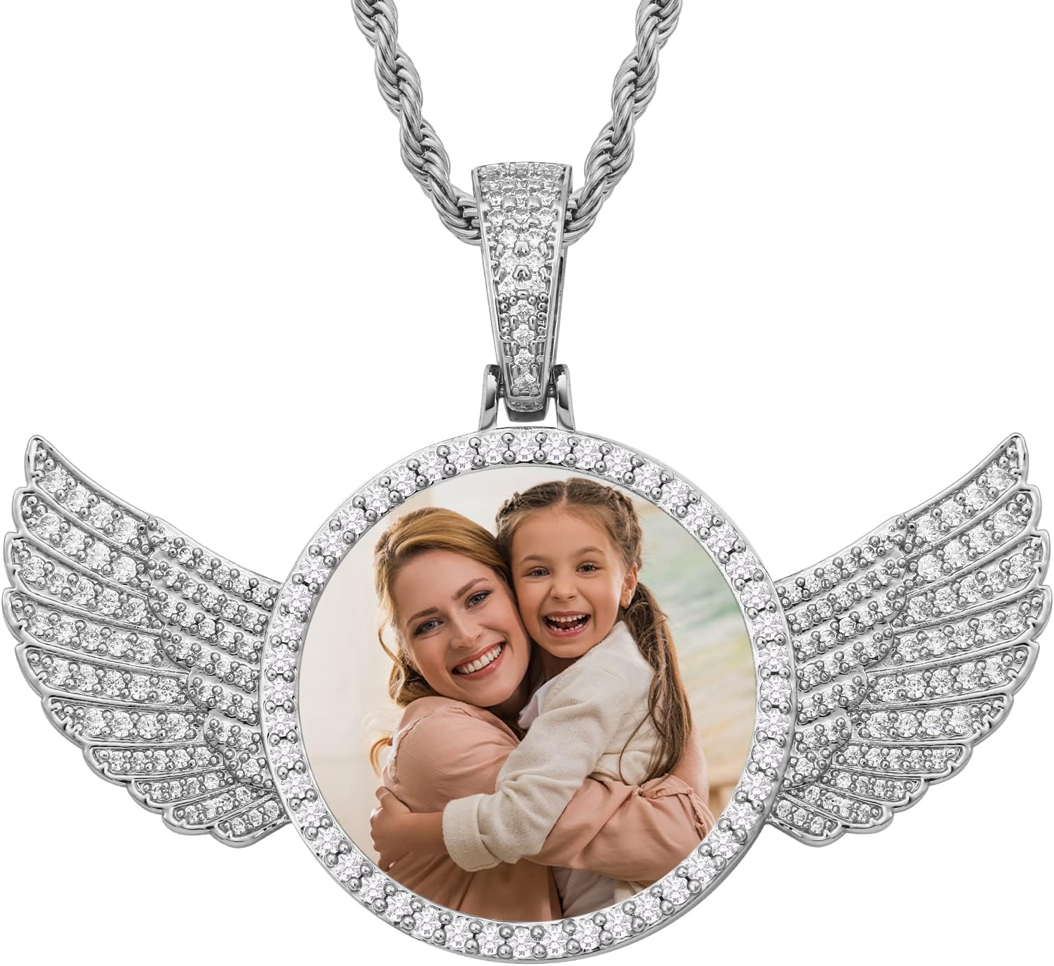 Customized Picture Necklace 18k Gold Plated Black/Gold/Silver Personalized Circle Chain Picture Dog Tag Pendant CZ Zicronia Custom Photo Pendant for Men Women