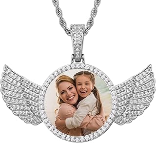 YIMERAIRE Customized Picture Necklace 18k Gold Plated Black/Gold/Silver Personalized Circle Chain Picture Dog Tag Pendant CZ Zicronia Custom Photo Pendant for Men Women