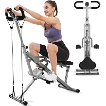 Squat Machine for Home Gym, 2 in 1 Squat Rowing Machine with Adjustable 4 Resistance Bands, Foldable Core Exercise Machine, Arm Glute & Leg Cardio Workout Machine