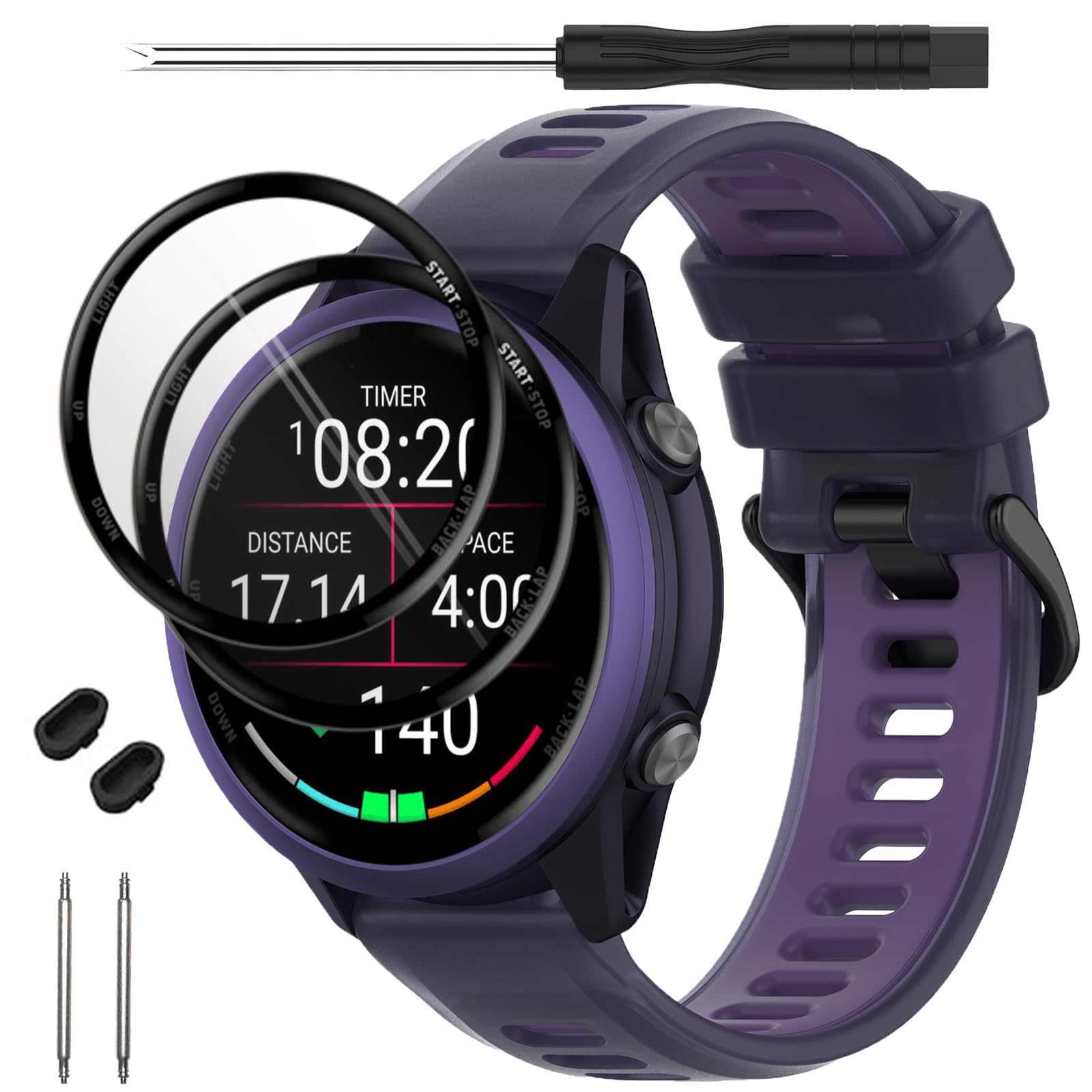 TopPerfekt Watch Straps Compatible with Garmin Forerunner 970, Soft Silicone Replacement Band Wristbands Fit for Garmin Forerunner 965/955/Descent G1 Smartwatch for Women Men Purple
