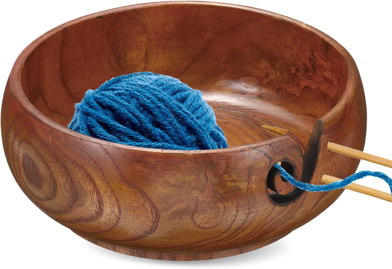 YOKIVE Wooden Yarn Bowls for Crochet Bamboo Yarn Knitting Bowl for Mother Grandma Women Lover, 7.1" x 3"