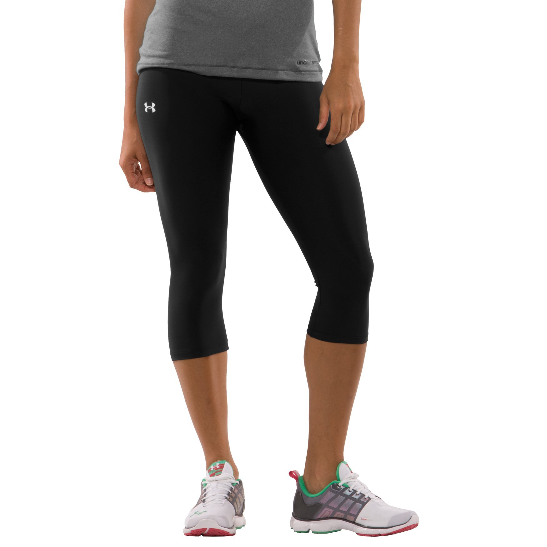 Under Armour UA Heatgear Capri Tight Short Fitness y musculación Mujer Negro, Color blanco