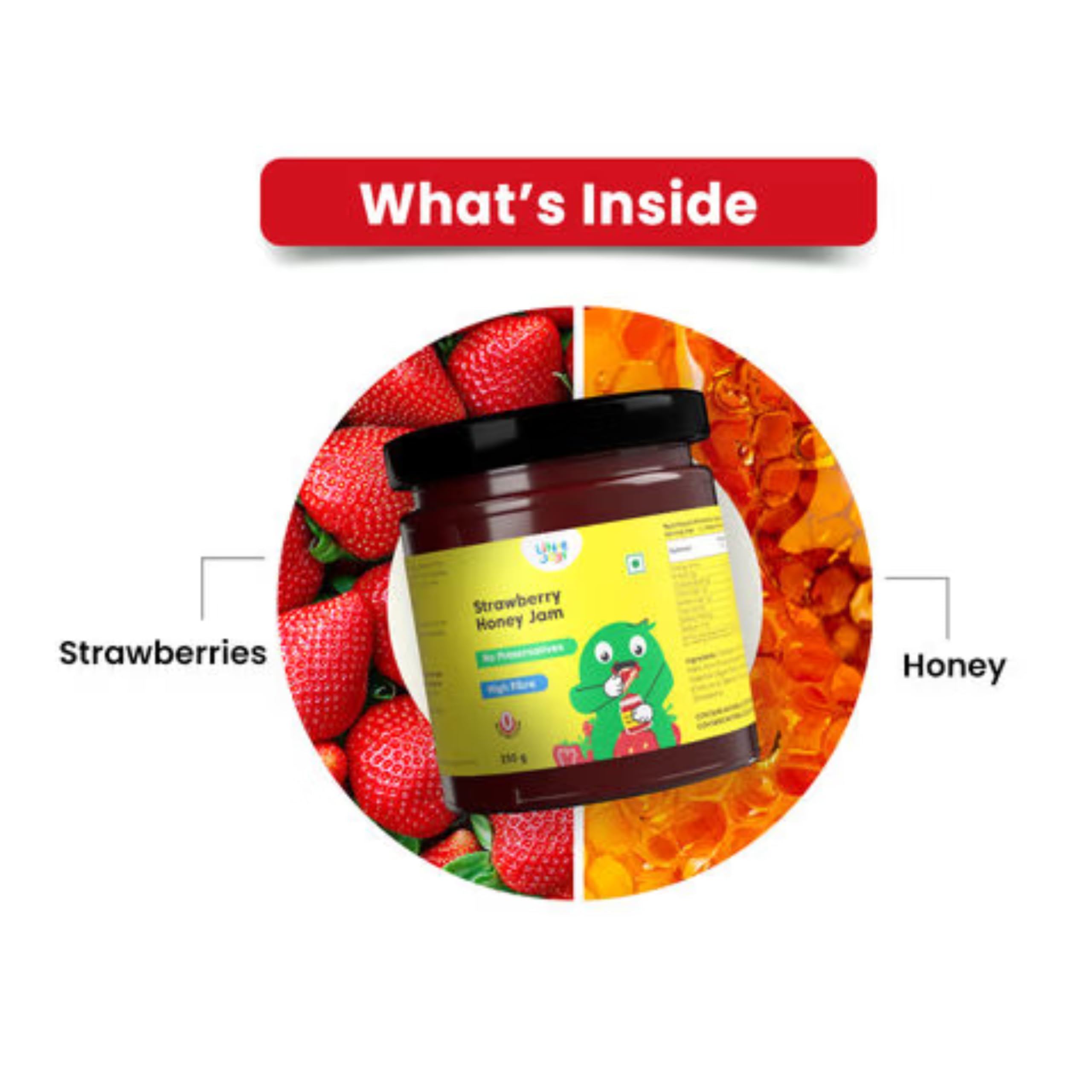 Little Joys Strawberry Honey Jam 250g | 100% Pure Natural Jam with No Added Sugar, No Preservatives, No Artificial Flavors | Made with Real Strawberries & Honey | Healthy, Gut-Friendly Spread - Image 2 thumbnail