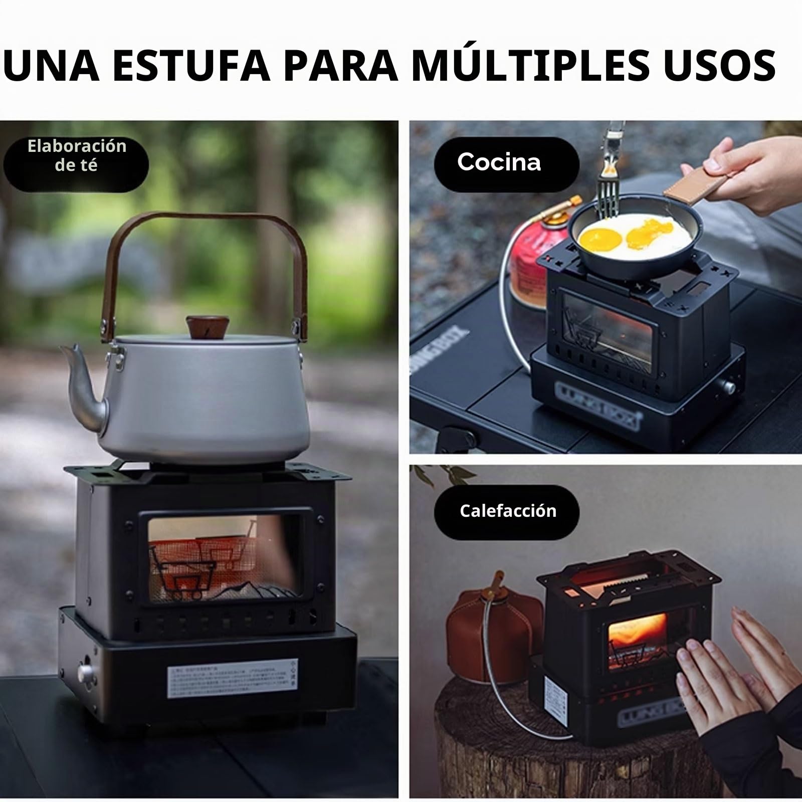 Estufa Exterior Calefacción De Gas Portátil Independiente Estufa Electrica Pequeña De Terraza 1900 W Fabricado en Acero Inoxidable 18 X 14,3 X 17 Cm