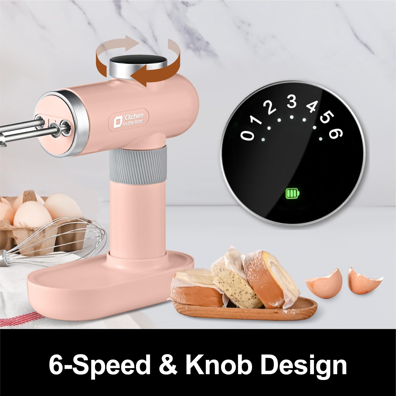 Amazon | コードレスハンドミキサー、キッチンインザボックス6スピード  