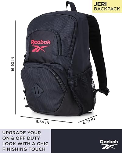 Miniatura 2 de Reebok Mochila Mochilas ligeras de mano Bolsas resistentes al agua y mochilas para laptop para aventuras diarias, Negro con rojo (black with Red