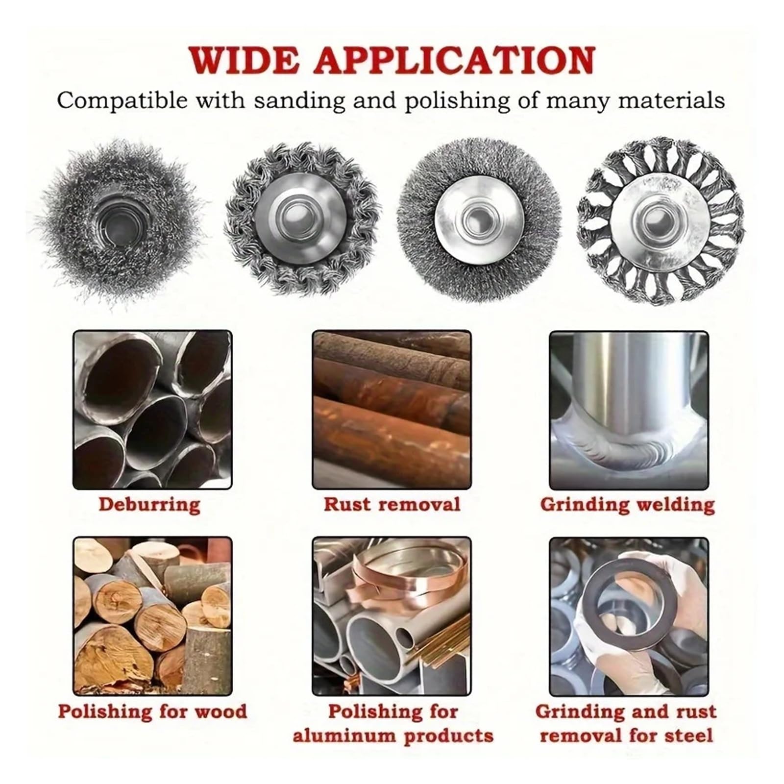 Stainless Steel Brush Set For Rust Removal, Weld Cleaning | For Angle Grinders, Supports Heavy-Duty Rust and Weld Debris Removal.