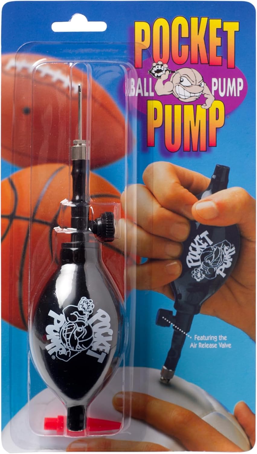 Tandem Sport Pocket Pump - Mini Ball Pump with Hose & Air Release Valve - Travel Size Ball Pump for Volleyballs, Basketballs & Footballs - Easy, One Hand Operation - Black