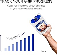 Vista 4 de MEGAWISE Grip Strength Dynamometer Pro - Digital Hand Grip Tester & Trainer, 265lbs/120kg High Precision Sensor, Home Fitness, gym (White)
