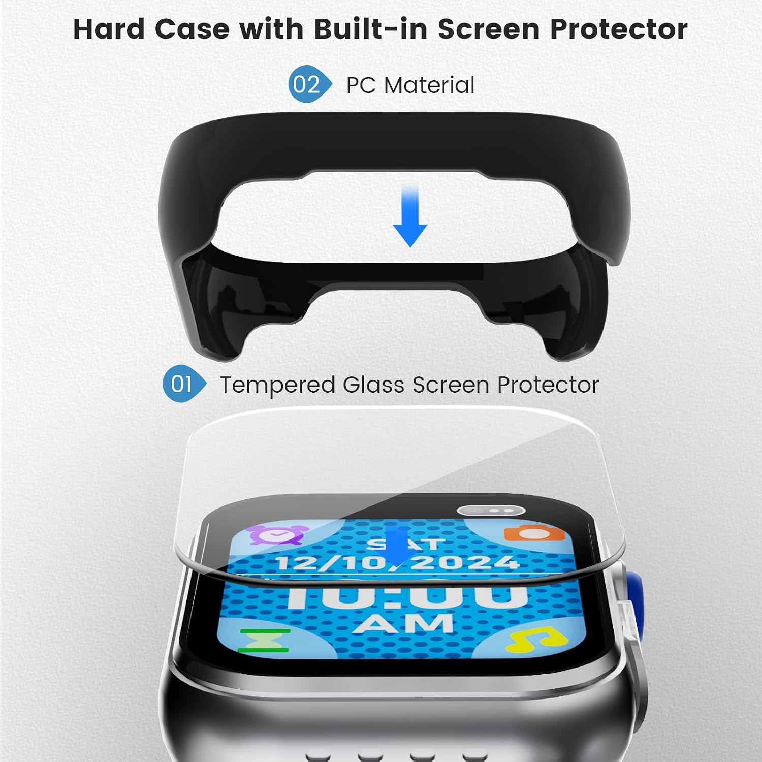 NewJourney Screen Protector for VTech KidiZoom Smartwatch DX4, 2-Pack, Full Cover Hard Case with Bumper (Clear+Clear)