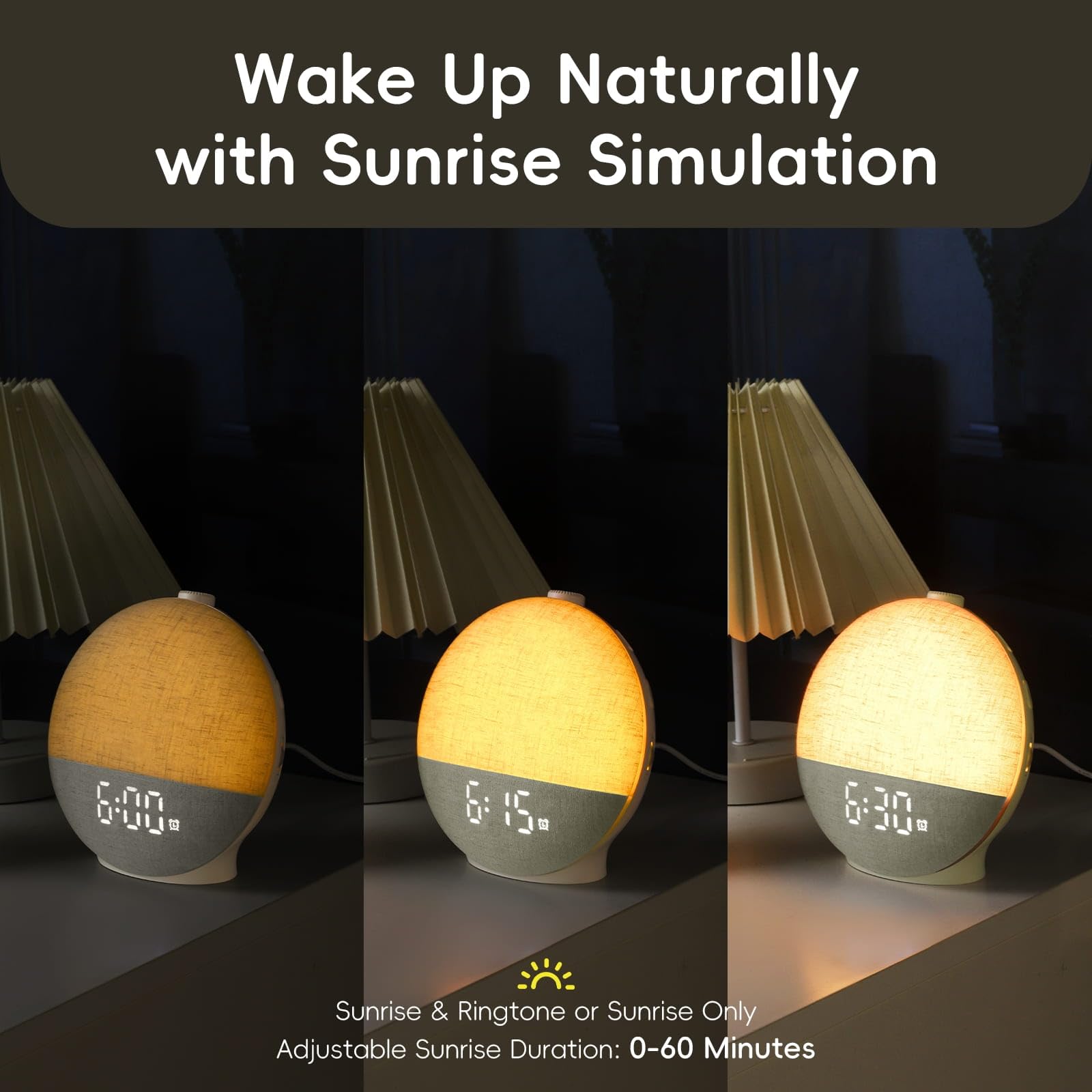 Reloj despertador Sunrise con máquina de sonido, luz natural de despertar con luz nocturna, 30 sonidos de sueño, altavoz Bluetooth, reloj despertador de máquina de ruido blanco para