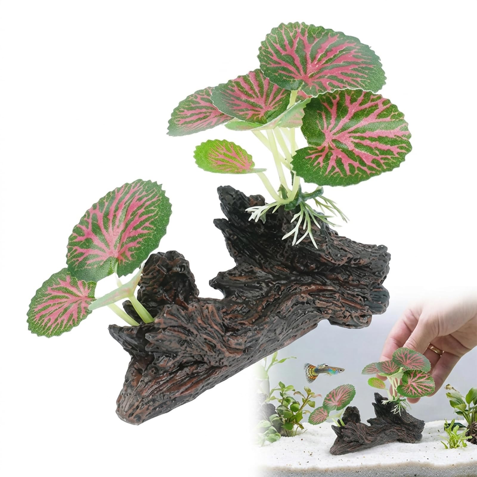 suction Driftwood for Aquarium, Drift Wood for Fish Tank, Natural Wood Decor for Fish Tanks, Aquascaping Material for Aquatic Environments, Terrarium Decoration for Reptile Habitats