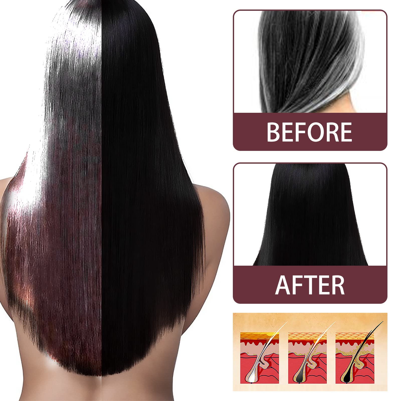 Herbal Gray Hair Spray, Hair Darkening Conditioner, Herbal Darkening Spray (2pcs)