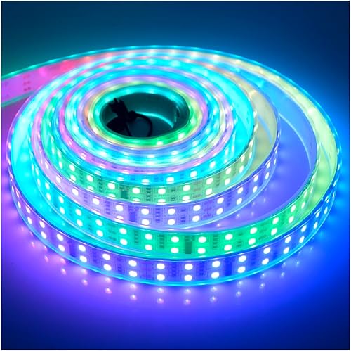 Vista 12 de Tira de luz LED superbrillante de 12 V, doble fila, 600 LED, manga impermeable IP67, sin fuente de alimentación (color sólido, blanco puro, 6000 K)