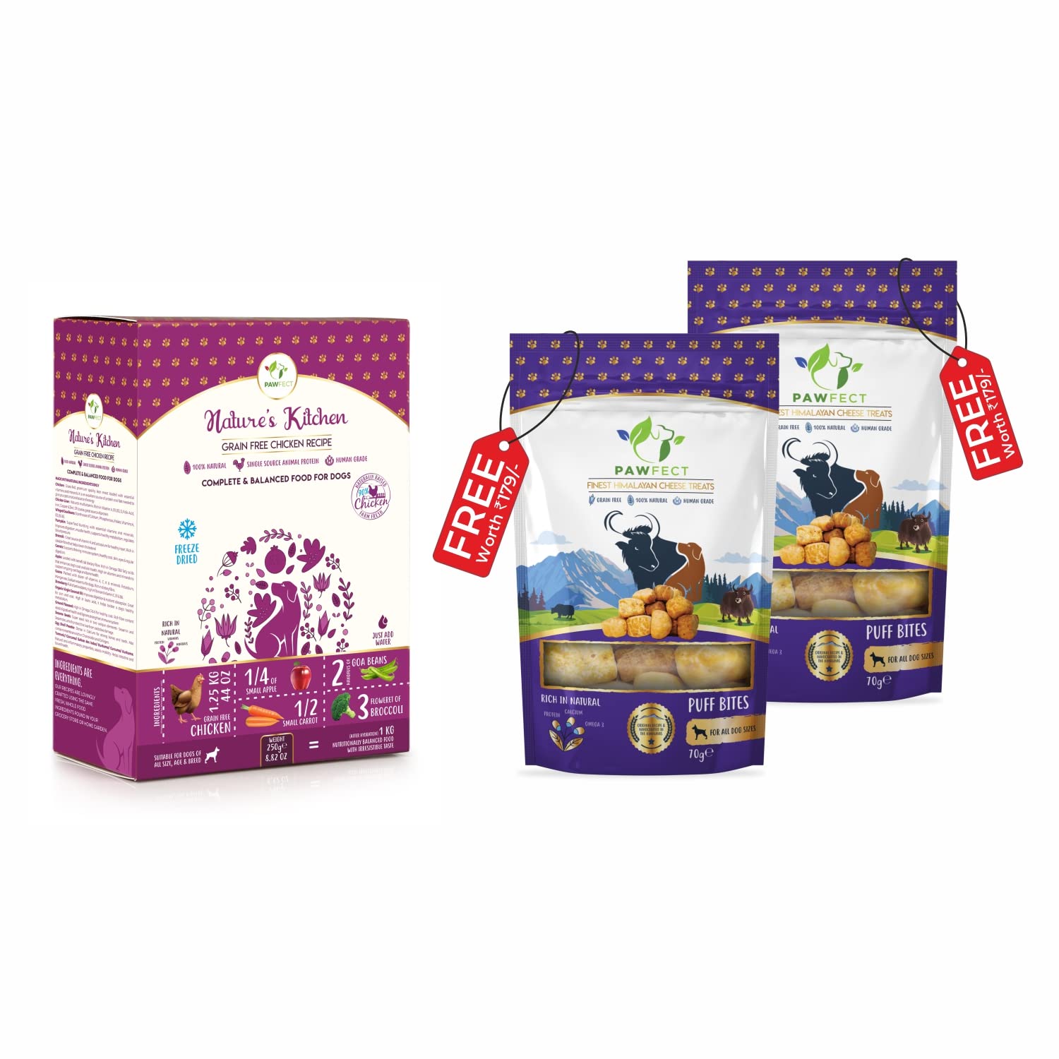 Pawfect Treats - NatureS Kitchen Freeze-Dried Chicken Dog Food Buy 1 Get Free 2 Puff Bite (250G, 2X70G),All Life Stages, 1 Count (B09TKH8BN5) Amazon Price History, Amazon Price Tracker