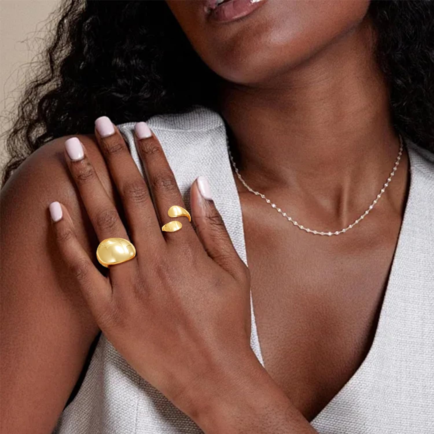 BROCC 10PCS Gold Chunky Rings for Women 18K Gold Plated Statement Rings Braided Twisted Stacking Open Styles Jewelry Set - Image 2