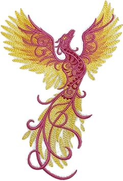 Majestic Phoenix Ascends Embroidery Patch Large 6.8" x 9.69" Iron-On/Sew-On Applique for Jackets, Bags & DIY Crafts