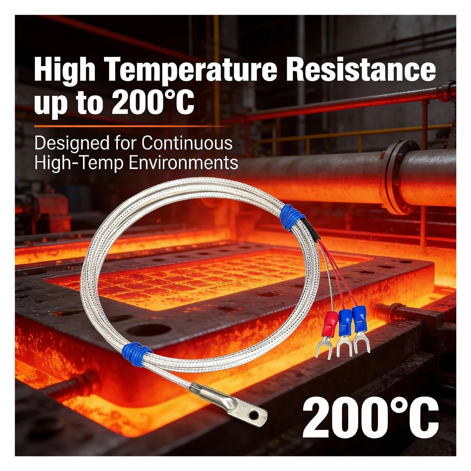 Sensor de temperatura PT100, sonda de montaje en superficie RTD, resistente al agua, resistencia al platino, medición de temperatura Industrial de -50 a 200°C | PT100-A-F-4M